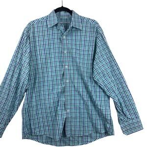 Southern Tides Men’s Blue Green Gingham Button Down Shirt Size M